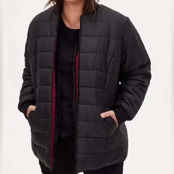 Torrid 3 in 1 nylon puffer parka Jacket Coat plus size 1 (14/16) Burgundy Red - Picture 3 of 12